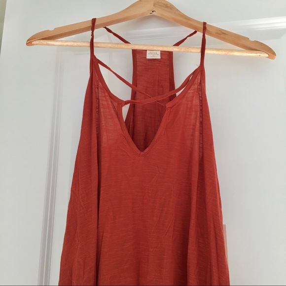 Lace Up Racerback Tank, Rust Orange - Picture 2 of 7